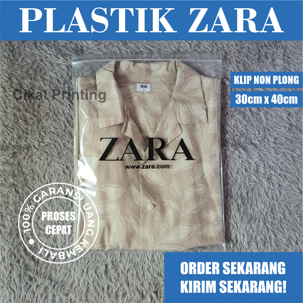 

Isi 50 Pcs, (Size 30 x 40cm) Plastik Klip ZARA No Plong, Plastik ZARA, Kantong ZARA, Plastik H&M, Plastik Uniqlo, Plastik Klippound, Plastik Custom, Plastik Motif