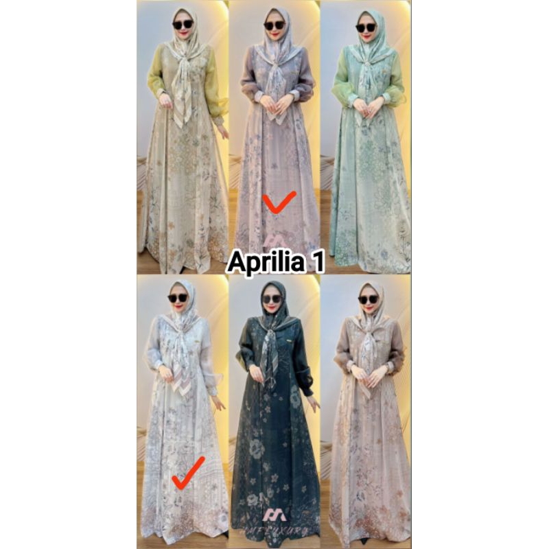 (x8) HMF APRILIA 1&2 Baju Dress Gamis set Hijab muslimah Aprilia Dress Vol 2 By HMF Luxury. Nazra Sh