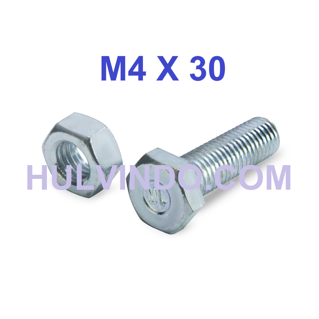 BAUT MUR HEX PUTIH M4 X 30