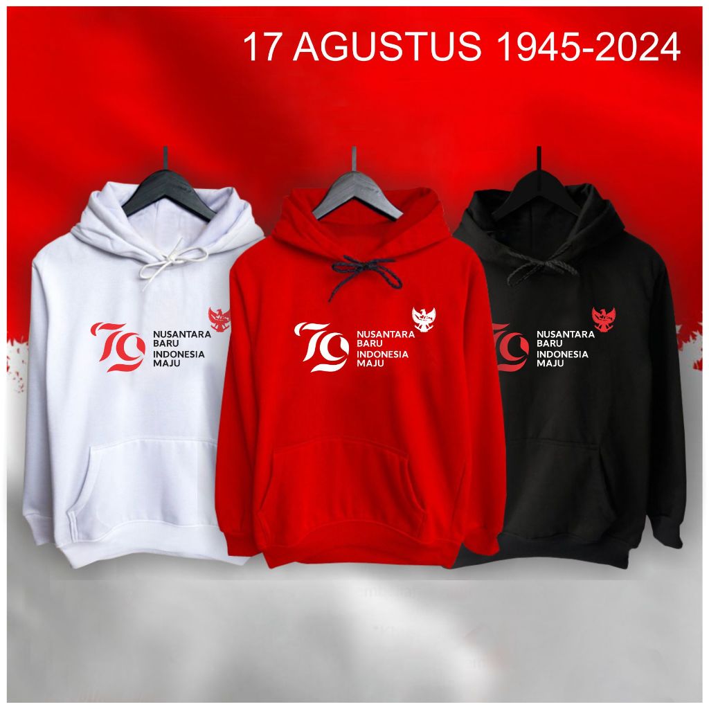 17 AGUSTUS SWEATER HOODIE DEWASA DIRGAHAYU REPUBLIK INDONESIA Size M-L-XL-XXL