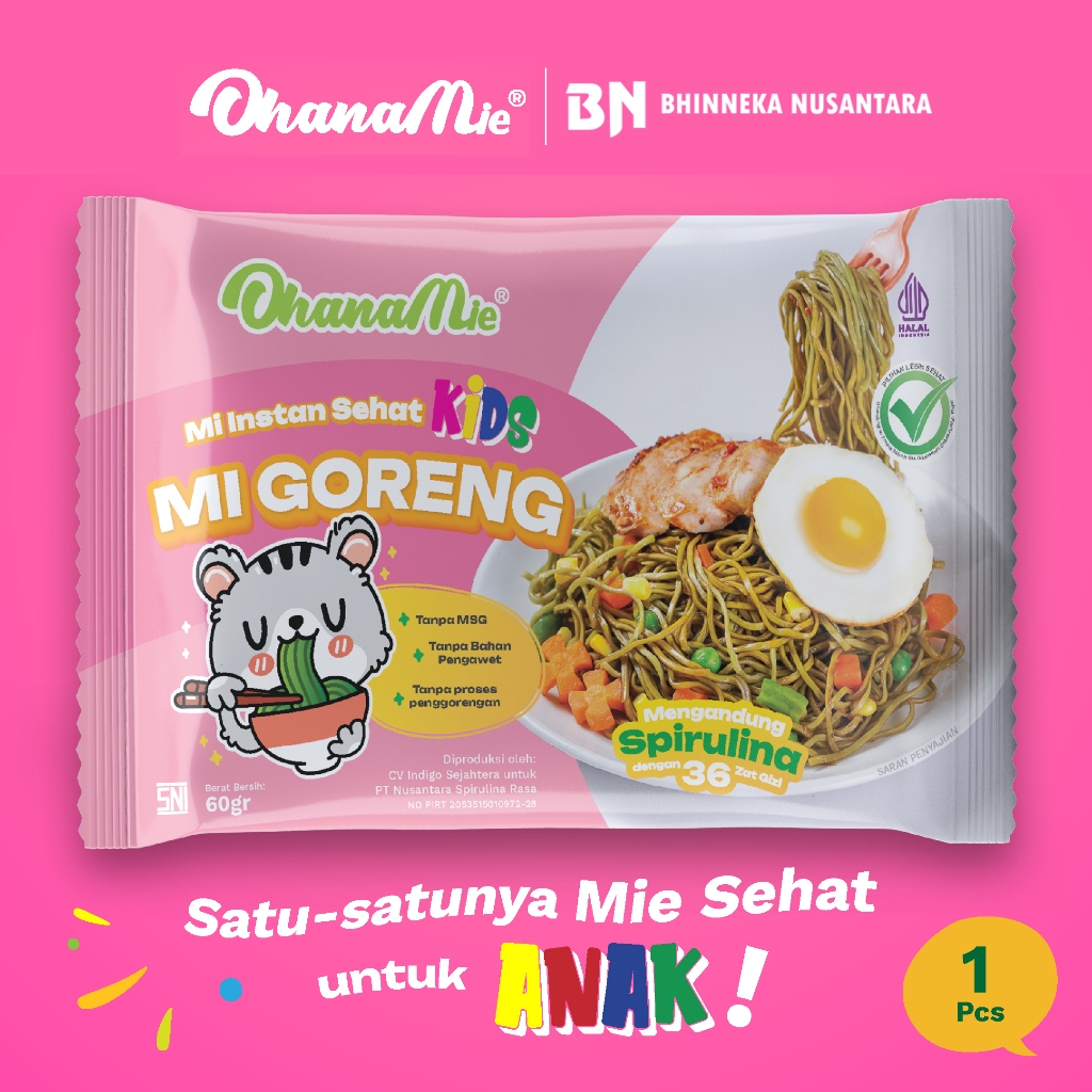 

Ohana Mie - Mie Instan Goreng Anak Sehat Spirulina Non MSG - 1 Pcs