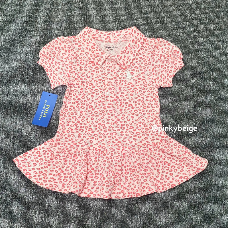 Baju Anak Bayi Dress Tunik Polo Ralph Lauren Baby Leopard Pink