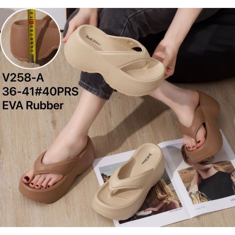 Sandal Wedges Jelly Wanita Tinggi 9cm / Wedges Jepit Heels Balance V258