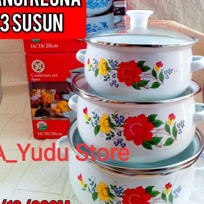 Spesial Panci set Reona tutup kaca 3 susun