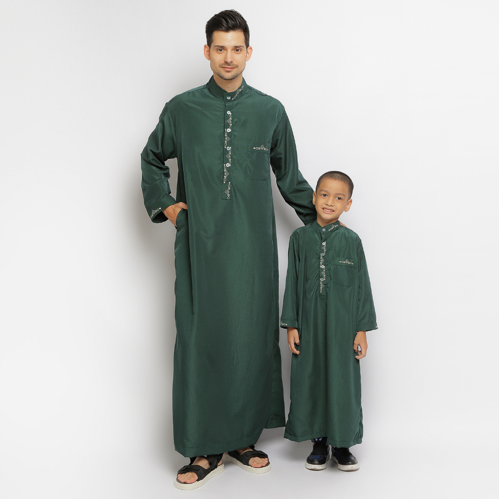 Gamis Pria Dewasa dan anak laki laki Jubah Muslim Warna Hijau botol GP 08 Emerald By. Busana Arafah