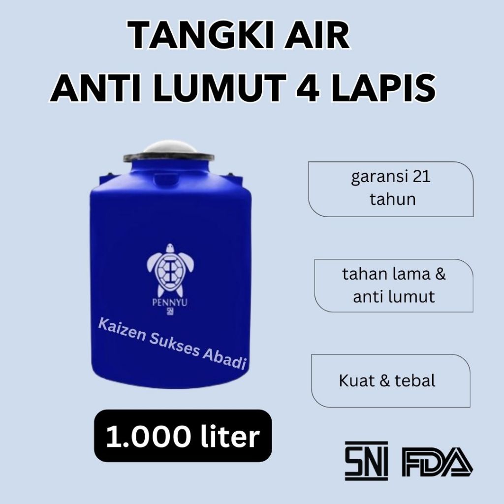 tandon toren tangki air pennyu penyu SATU 1000 liter kualitas penguin termurah anti lumut free ongki
