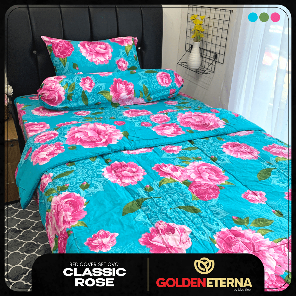 Sprei Katun Asli Golden Eterna Tinggi 30cm Motif Classic Rose