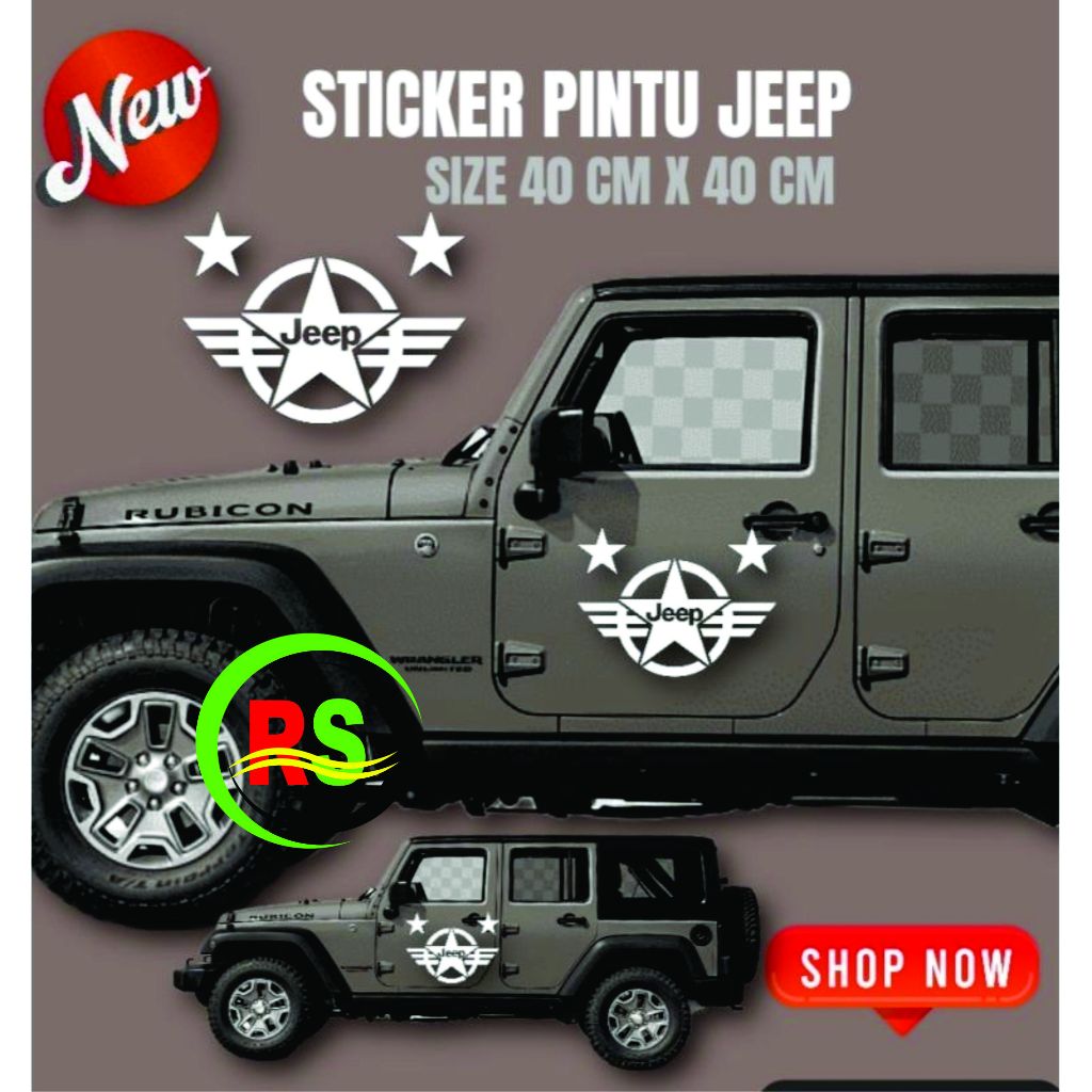 Sticker Pintu Mobil Jeep Jip Sticker Bintang Jeep Jip sticker cutting terlaris