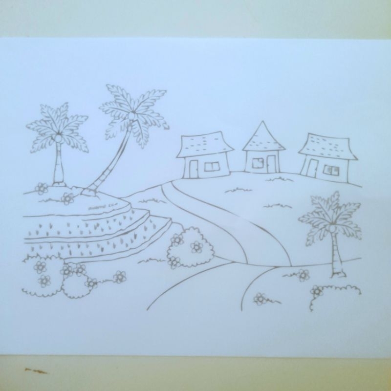 

Pola gambar pemandangan alam pedesaan