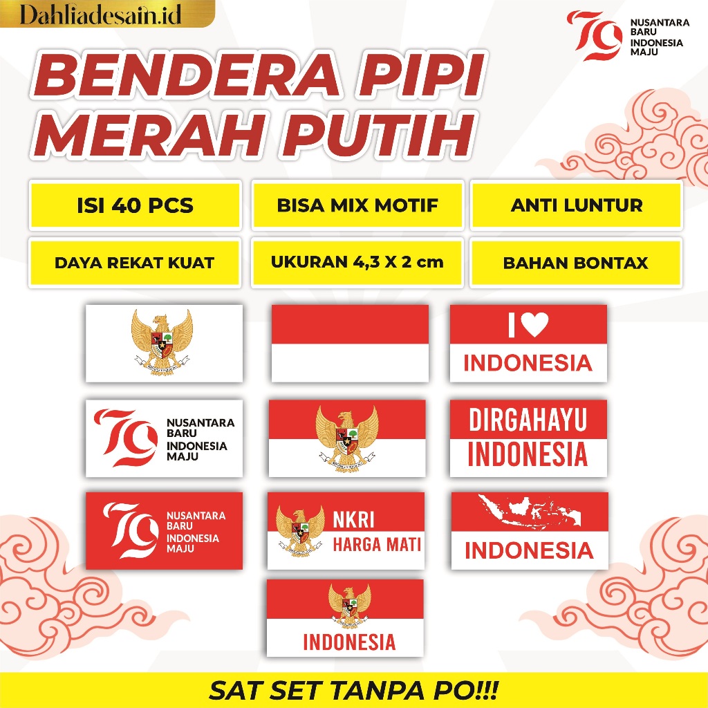 

[40 Pcs] Stiker Pipi HUT RI Bendera merah putih / stiker kemerdekaan Indonesia