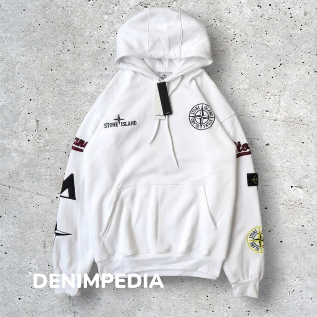 Hoodie jaket stone island full bordir premium original