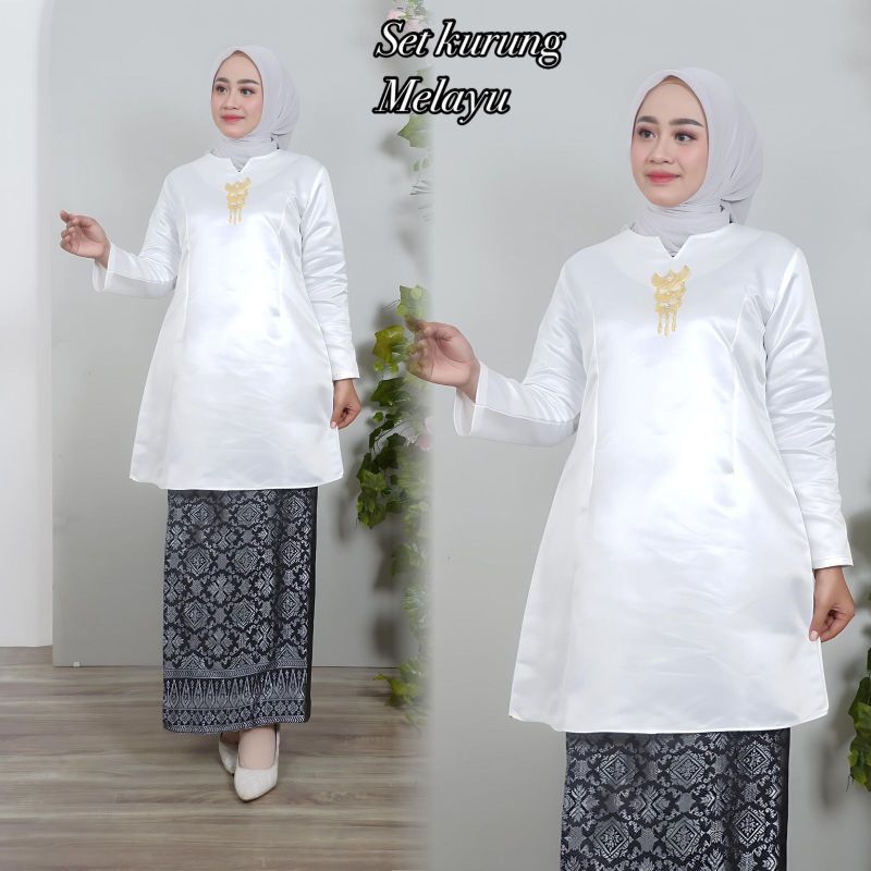 Setelan kebaya kurung Melayu // kebaya kurung tafeta polos // Tunik kebaya kurung
