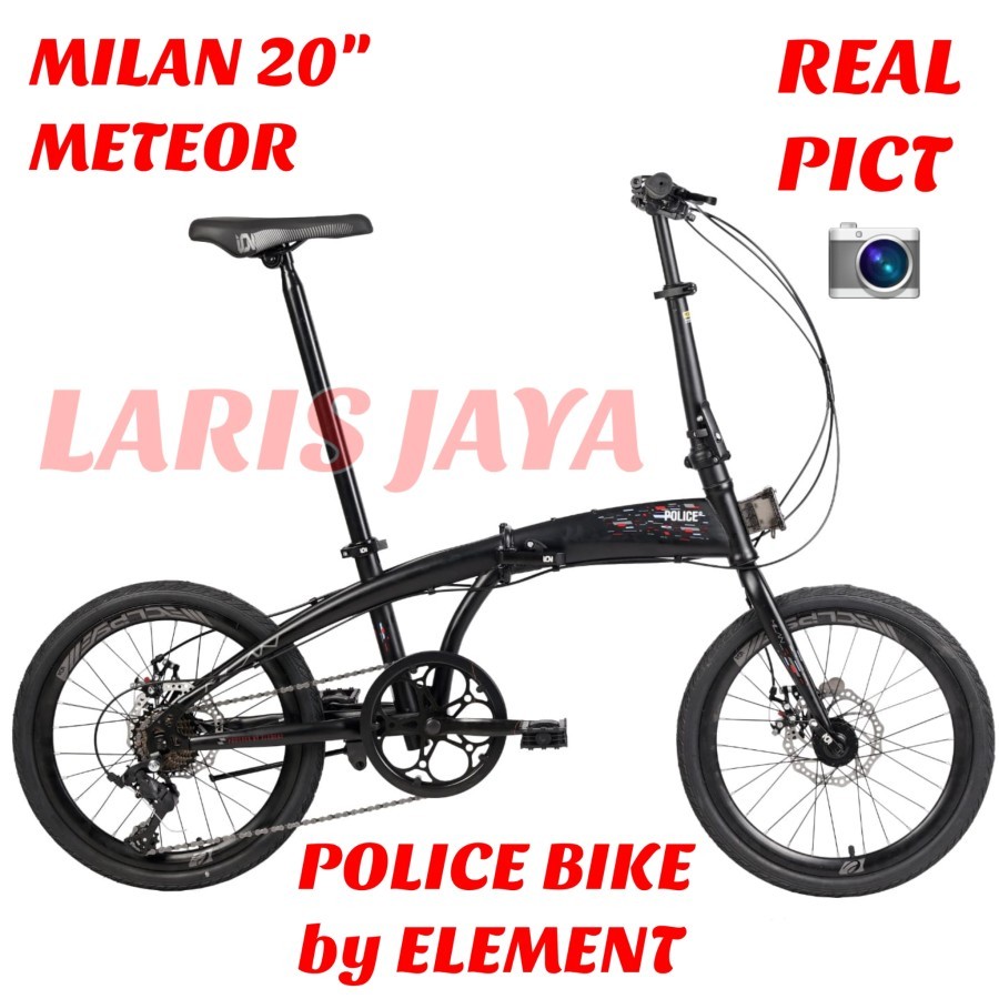 Terlaris [ Bonus Bell ] Sepeda Lipat Element Police Milan 20 Inch , Lipat 20 Police Milan Meteor