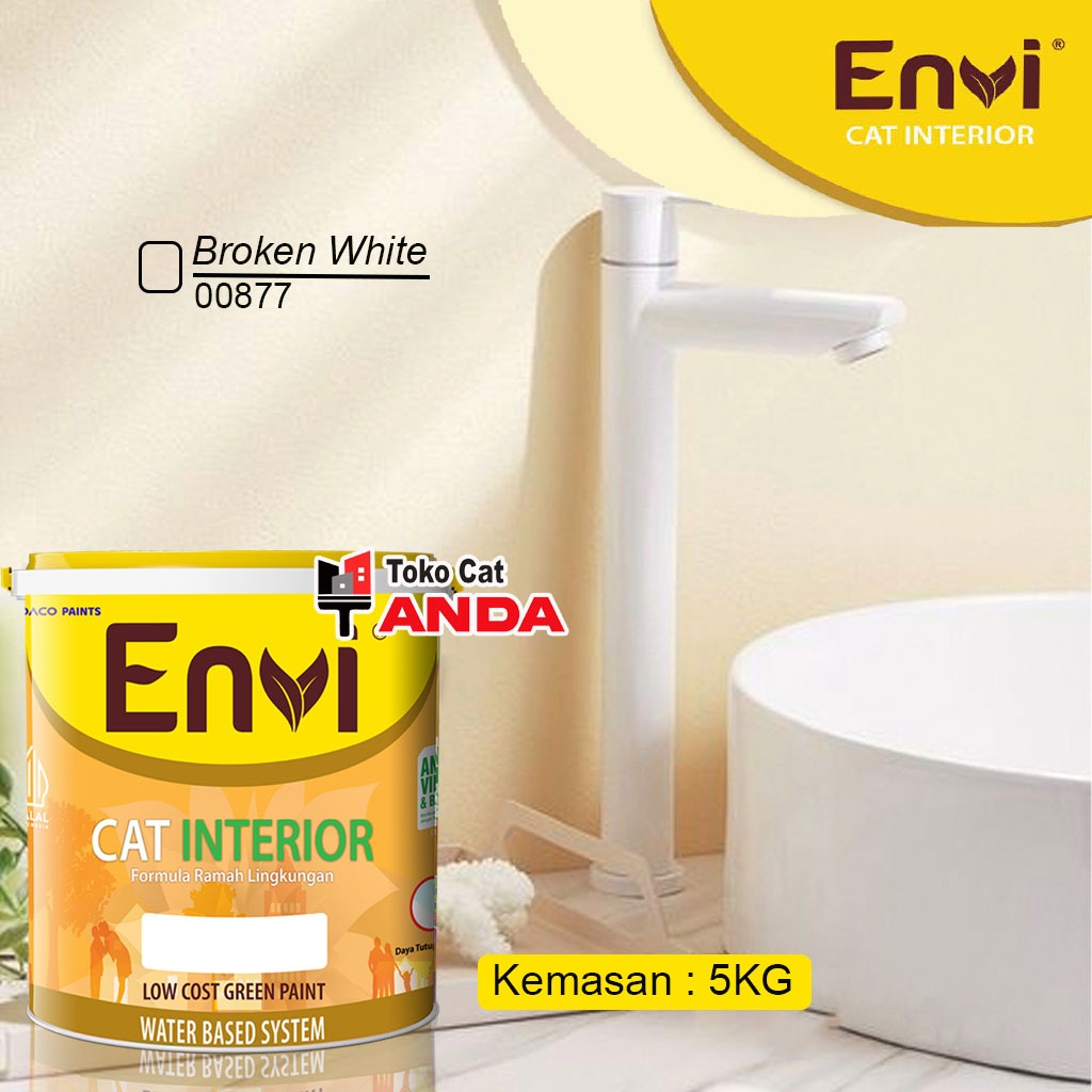 Cat Envi Broken White 00877 / 843 - Cat Tembok Putih Tulang - Cat tembok Putih kekuningan 5KG