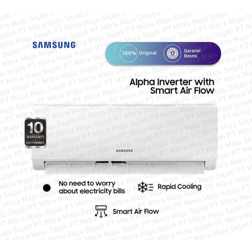 Samsung AC Wall Mounted Split Inverter Alpha Smart Airflow 1 1/2 PK - AR12AYHLAWKNSE - UNIT ONLY