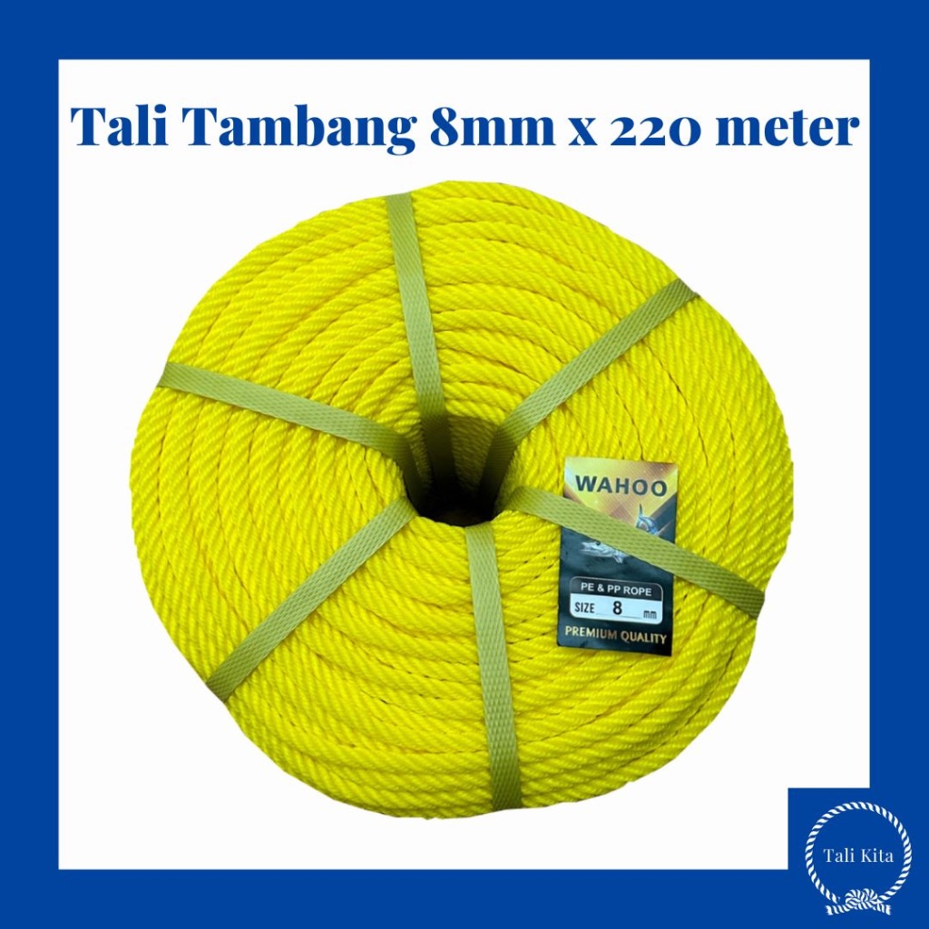 Tali Tambang Plastik PE 8 mm Roll 7.5 kg Panjang +/- 220 meter