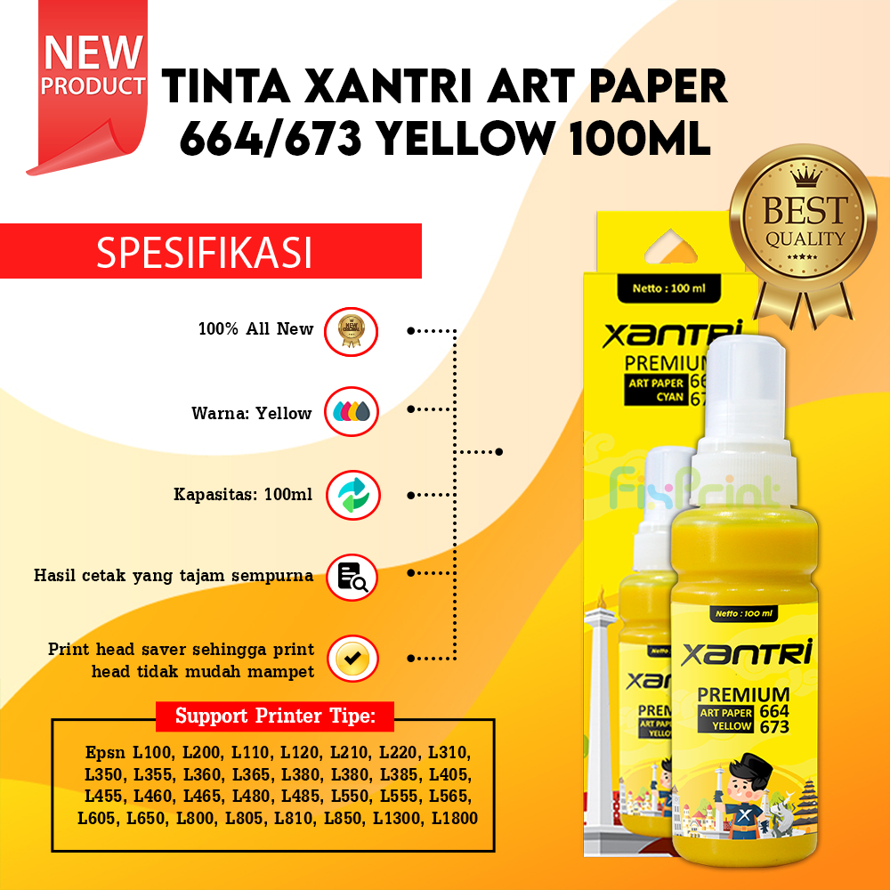 Tinta Xantri Original Art Paper 664/673 100ml Refill Printer Epson L810 L850 L1300 L1800