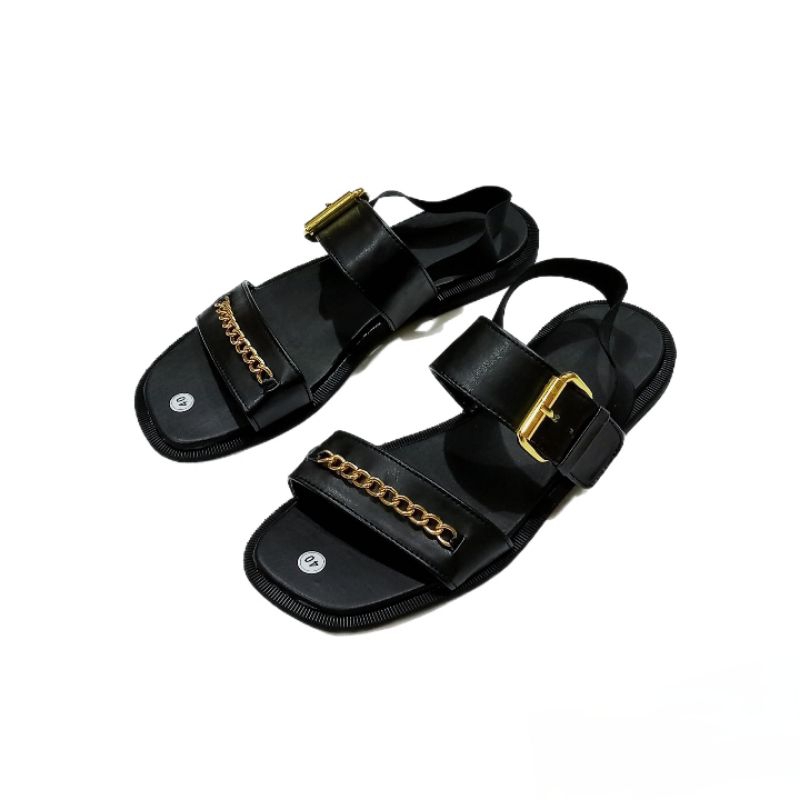 SANDAL FLAT BAN 2 GESFER RANTAI TALI ELASTIK CANTIK#SANDAL FLAT WANITA CANTIK