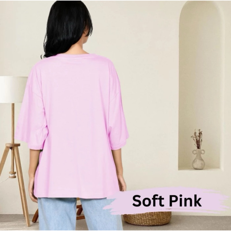 Kaos Jumbo Pink Plain Cotton Combed 30s