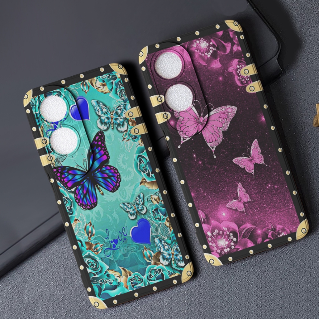 Softcase Casing Hp Untuk Oppo A60 4G A15 A16 A54 A55 A3 Pro 5G Sizora Official Gambar Butterfly- BTF