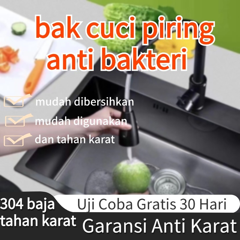 Bak cuci piring Wastafel dapur modern dari stainless steel 304 wastafel cucian besar warna hitam dar