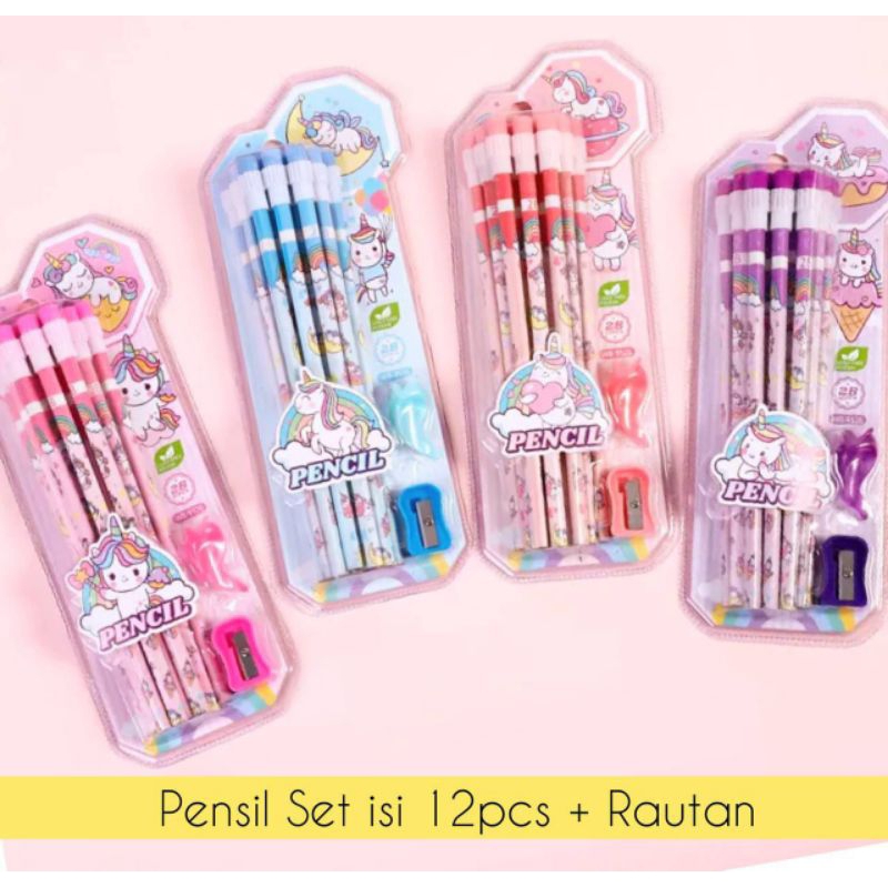 

Pensil Set 12pcs + Rautan + Penghapus Unicorn-- AY18