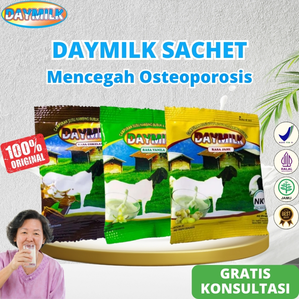 

Daymilk Sachet Rasa - Susu Kambing Etawa Atasi Sakit Lutut Nyeri Sendi Tulang Keropos Osteoporosis