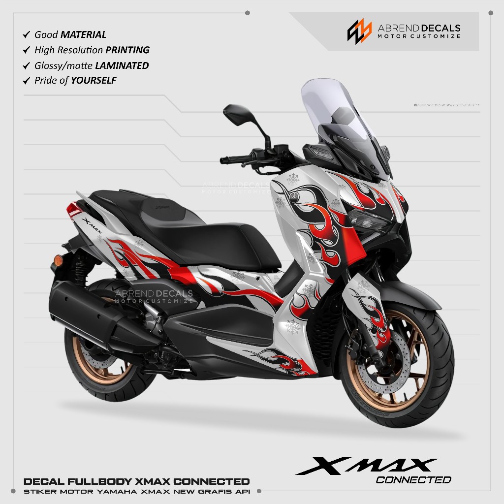 DECAL XMAX NEW CONNECTED API / STIKER MOTOR XMAX 250 GRAFIS API / STIKER XMAX / STOCK DECALS