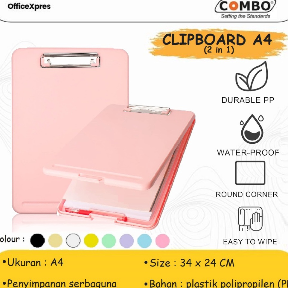 

KODE L82O Clipboard Storage Alas Papan Ujian Papan Jalan 2in1 Clipboard 2 in 1 Clip Board A4