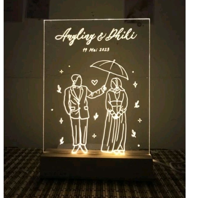 Acrylic Lettering 4R/A6 10x15 cm | Lampu akrilik | Acrylic Painting | Kado akrilik