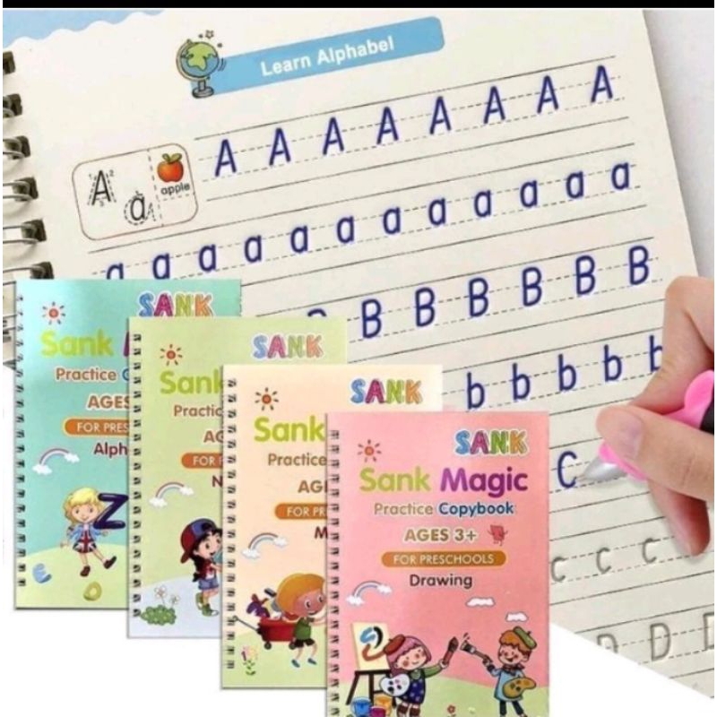 

❤️RAHMATPSHOP❤️ Buku Ajaib Sank Magic Book-Belajar Menulis Menggambar Menghitung ANAK-4 BUKU SET PEN