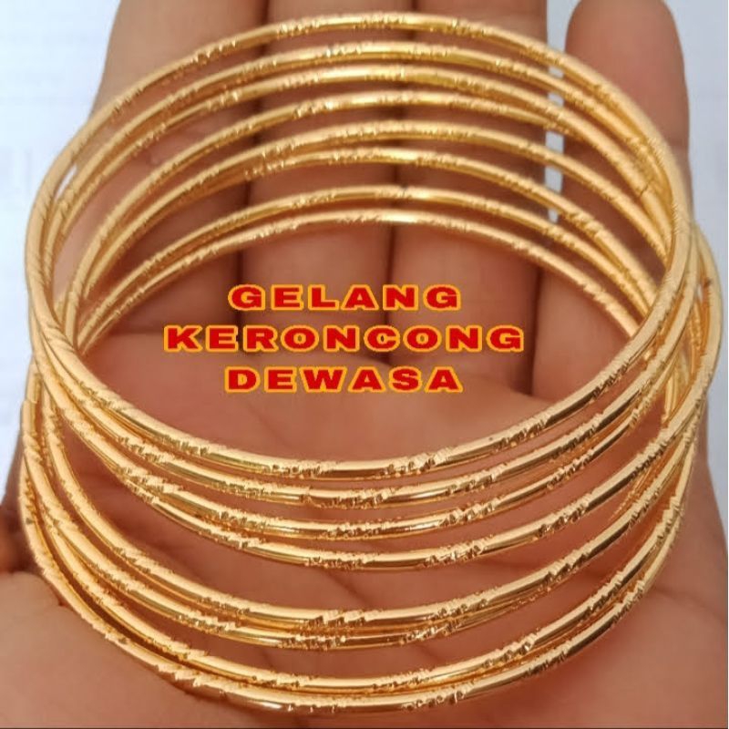 Gelang Kroncong titanium gelang dewasa keroncong lapis emas ukuran 6.5cm