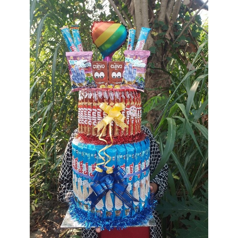 Snacktower bertingkat/ Snacktower balon foil/ Towersnack ulang tahun/ Tower snack khitan/ hadiah spe
