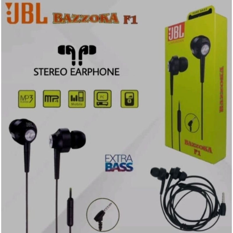 Handsfree Headset JBL Bazzoka F1 High Sound Pure Bass Stereo Earphone