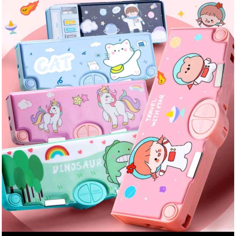 

KODE O77L KotakTempat Pensil ViralMultifungsi Motif Astronot Pink