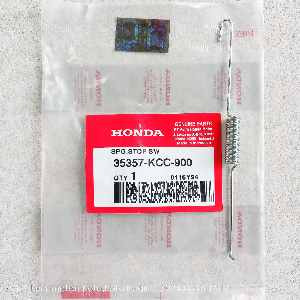 Spring Stop Switch - Per-Pir Switch-Swit Rem New-MegaPro Verza-150 CB150-Verza Ori AHM 35357-KCC-900