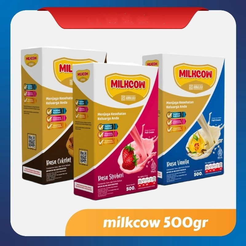 

Milkcow Penggemuk Badan Anak Penambah Nafsu Makan Susu Sapi Bubuk Milcow 500Gr Vanila Coklat Stoberi