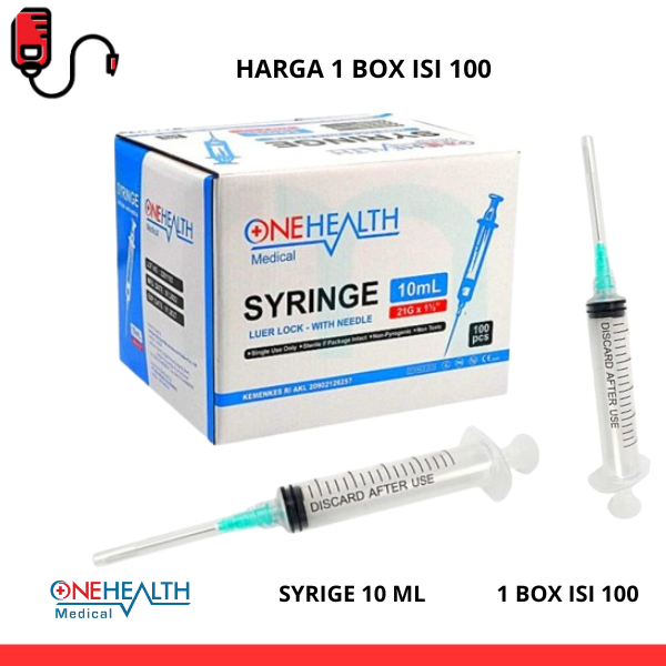 Spuit Jarum Sutik Medis 10cc Syrige Onehealth 10ml Suntikan 1 Box isi 100 Pcs