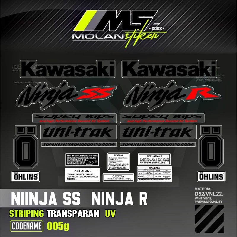 Decal Sticker Striping Variasi Transparan Uv Ninja Ss Ninja R Ninja R Super kips Ninja R Kis Sticker