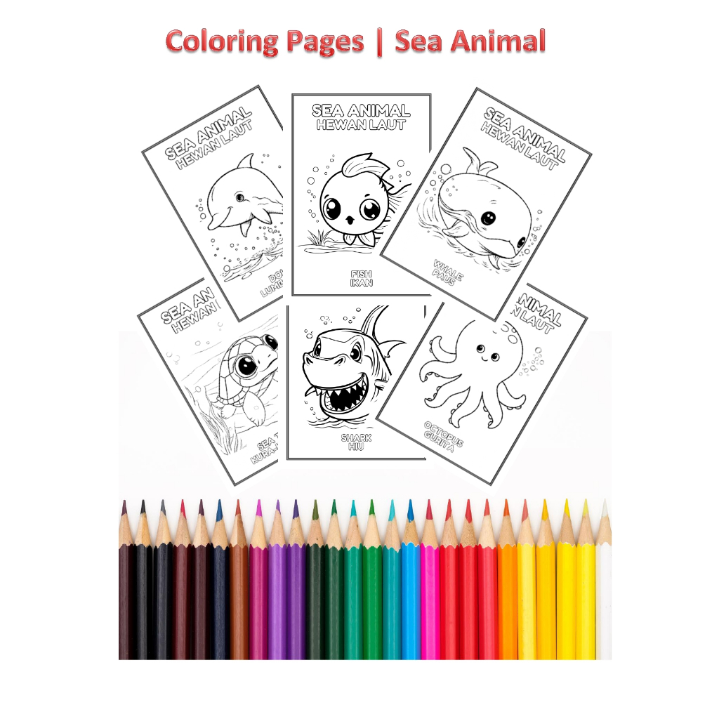 

MURAH ! Coloring Pages / Lembar Mewarnai / Sea Animal / Kertas Mewarnai / Kertas Gambar / Mewarnai