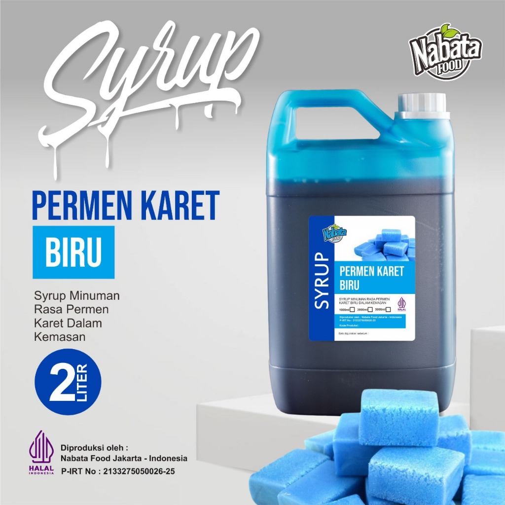 

Sirup Permen Karet Biru 2 liter Nabata | Bubblegum Syrup Blue Sirup Rasa Permen Karet Literan