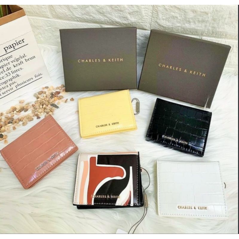dompet vintage multi croco color ck wanita cnk bifold lipat dua tipis kecil mini and small size char