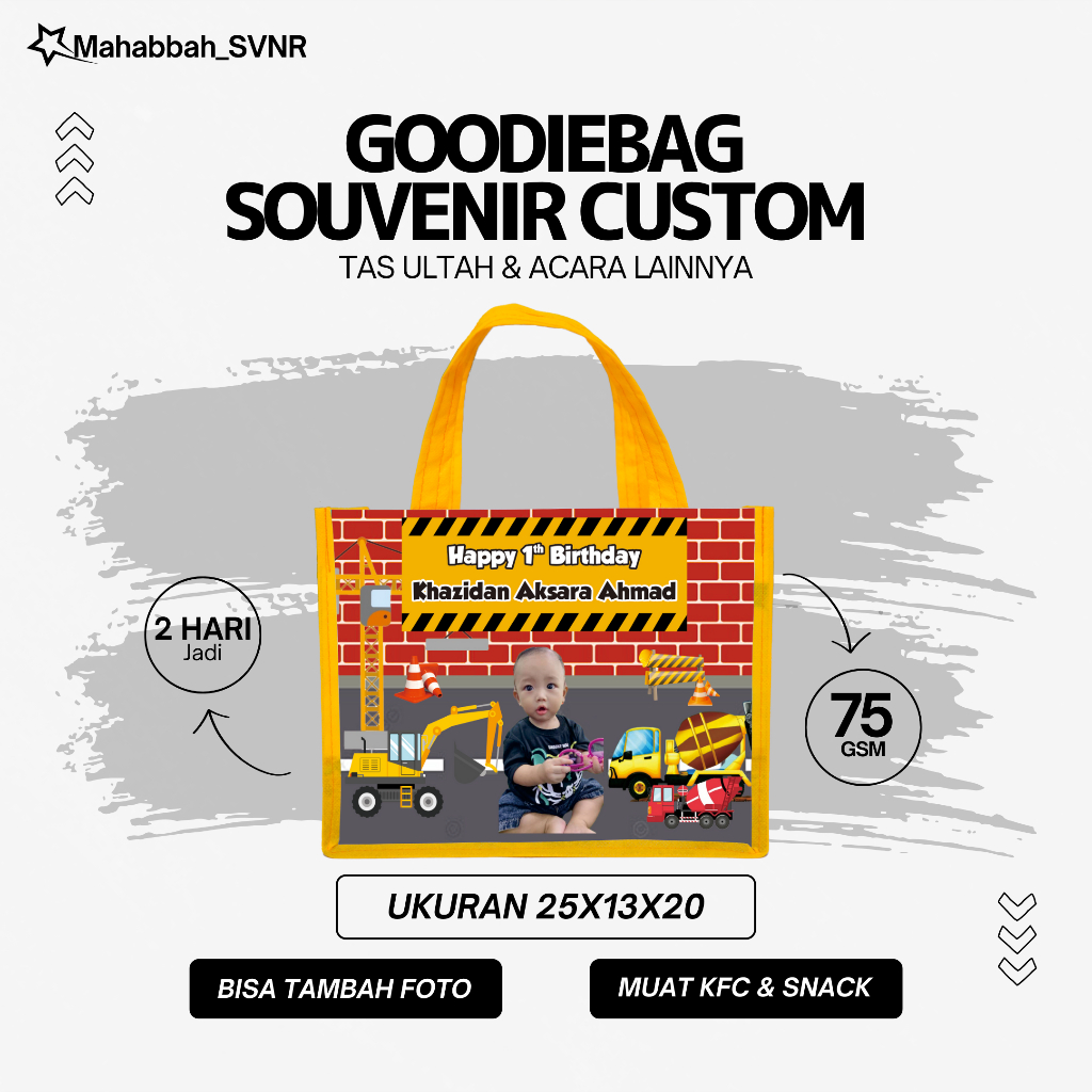 

Tas Ultah READY STOCK Anak Ukuran KFC/Tas Ulang Tahun/Goodie Bag EXCAVATOR