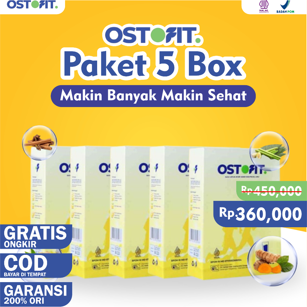

OSTOFIT | Paket 5 Box, Ostofit Susu Alami Menyembuhkan Nyeri Sendi, Asam Urat, Rematik,Dan Tulang