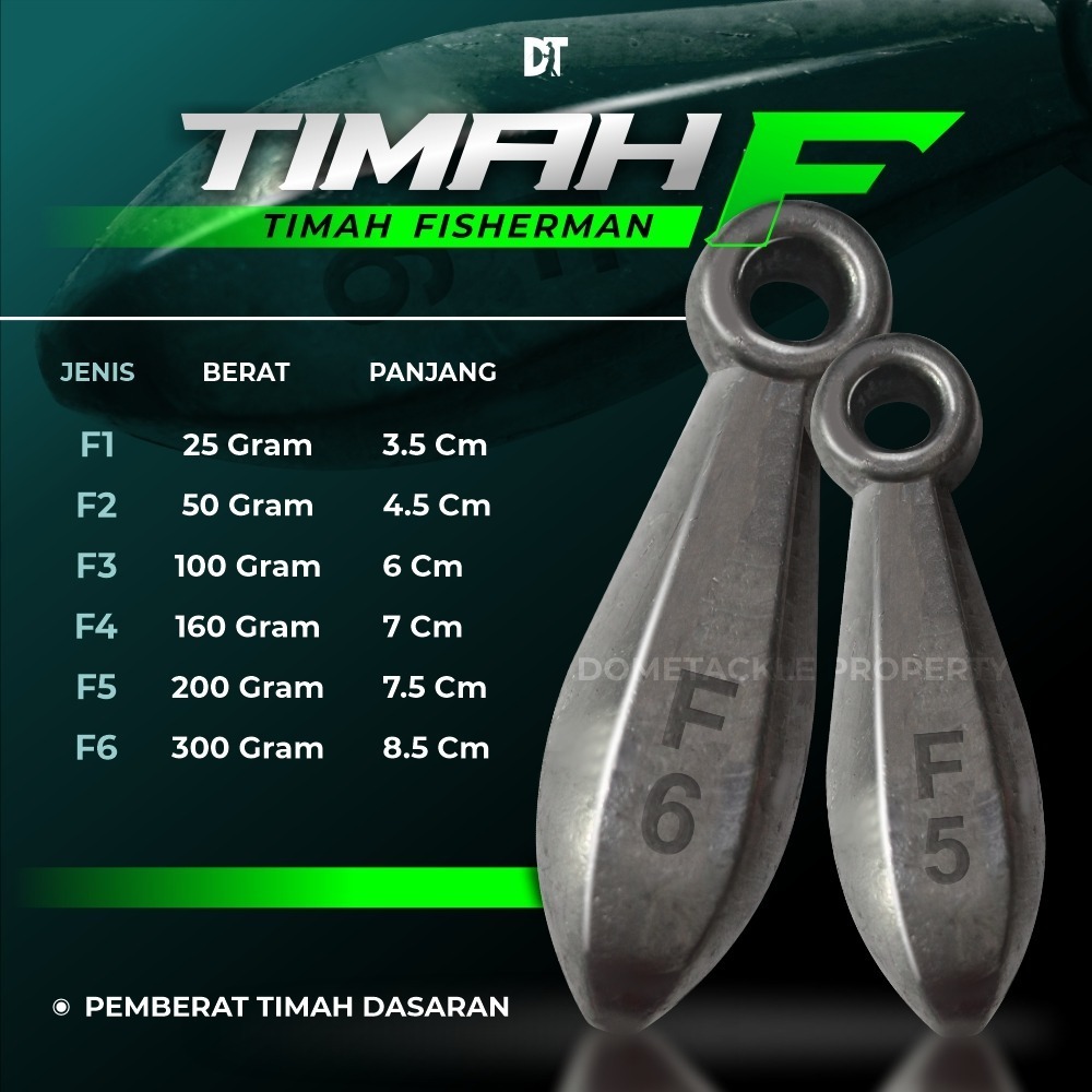 Timah Pancing Jantung Fisherman Kiloan Timah Pancing Pemberat Bandul F F1 F2 F3 F4 F5 F6 25gr 50gr 1