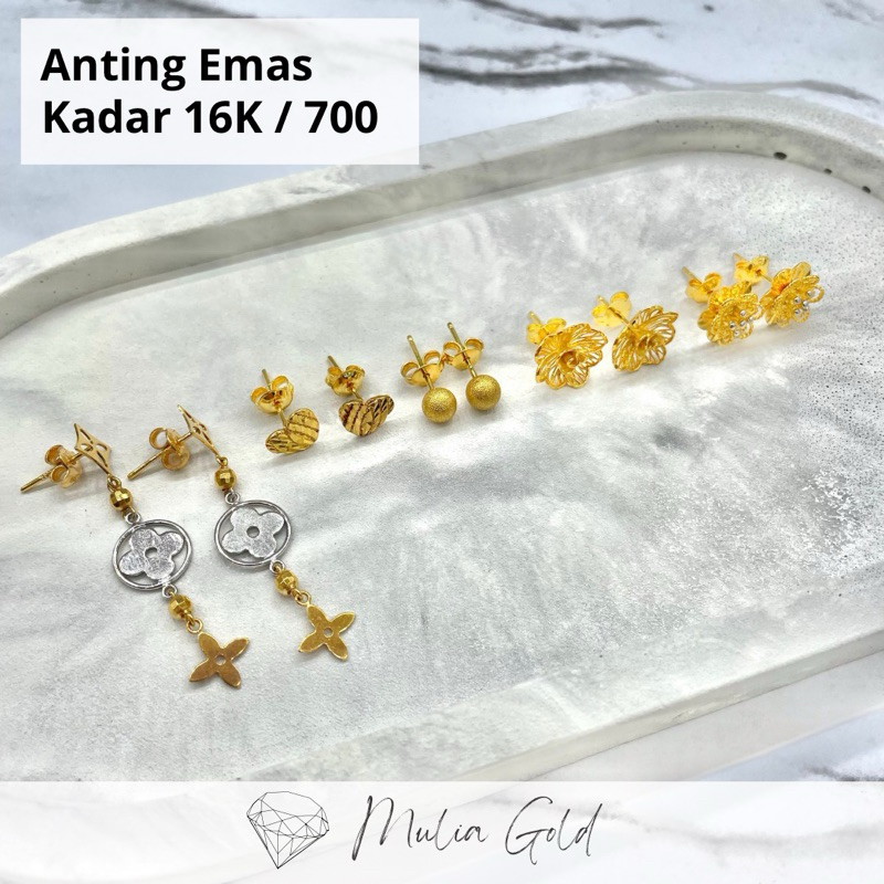 Anting Emas Kadar 16K / 700 ASLI 100% Mewah dan elegan, Toko mas mulia bekasi