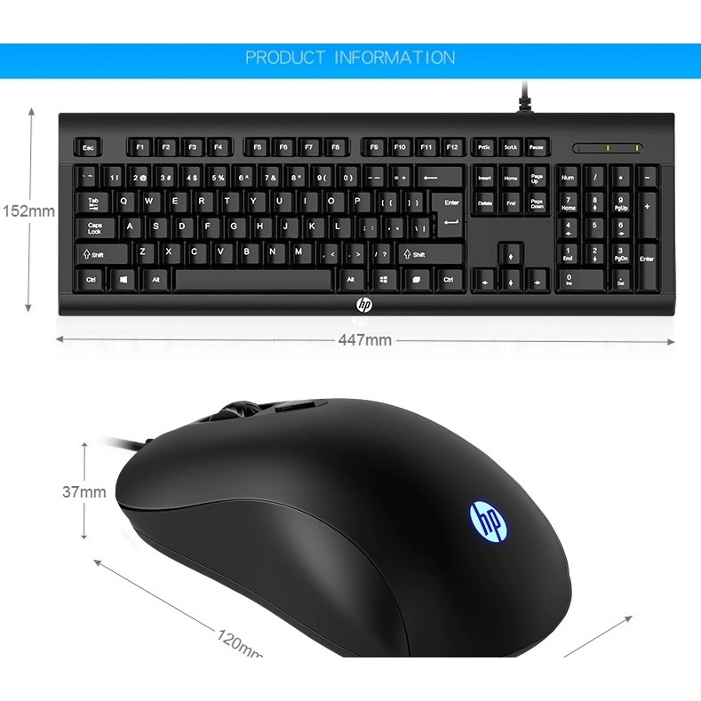 HP Keyboard Mouse Bundle Kabel Paket Keyboard Mouse Optical USB