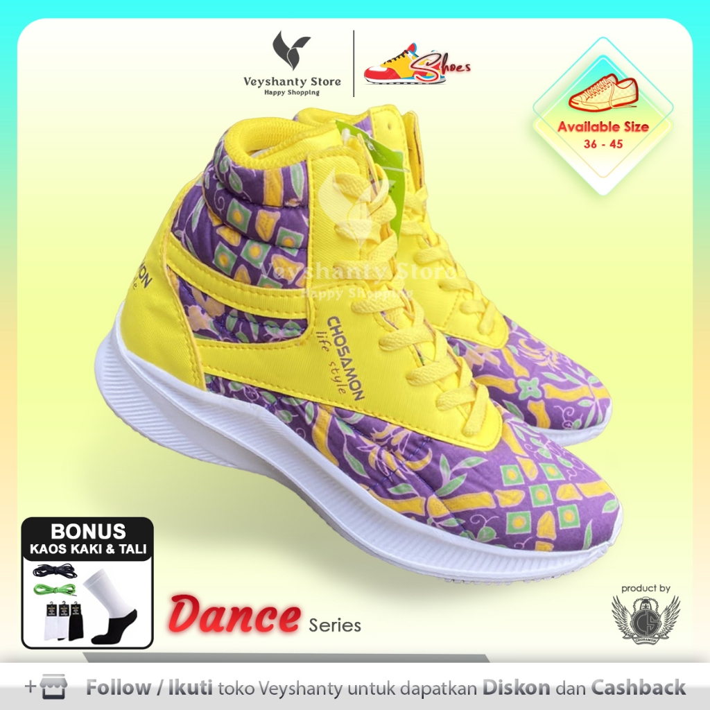 [VEYSHANTY] Sepatu Pria Wanita CS Dance Premium Quality - Warna Batik Kuning | Casual | Sport | Fash