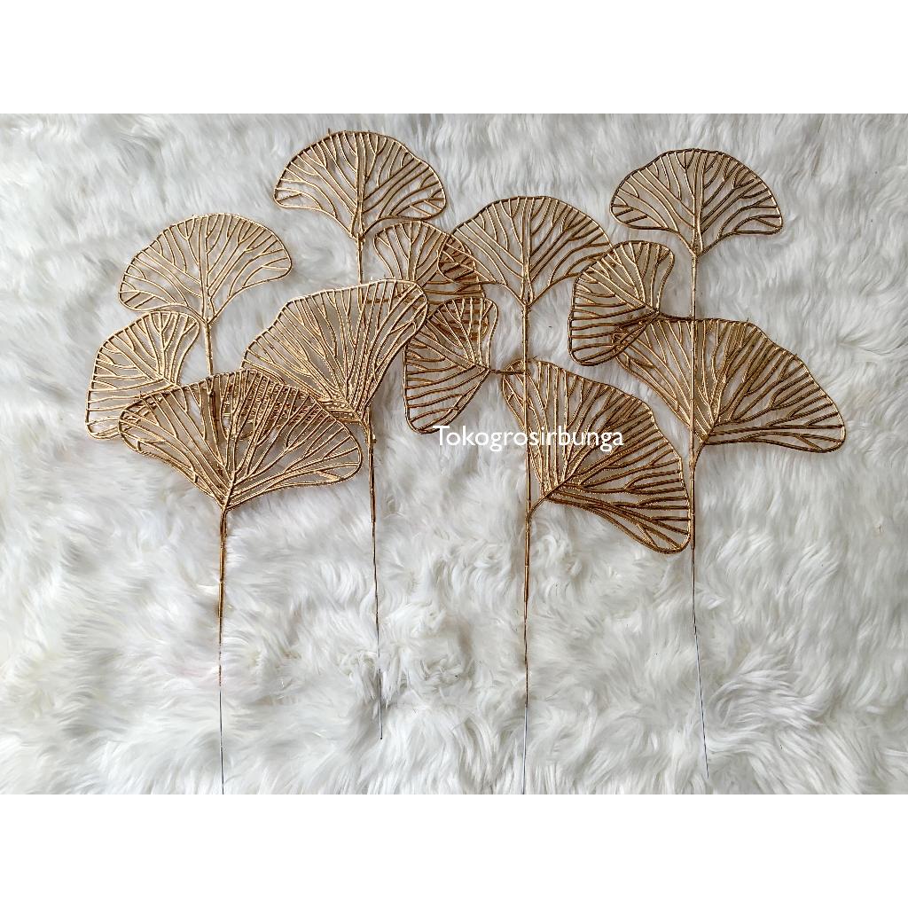 Daun Ginkgo emas kecil artificial plastik