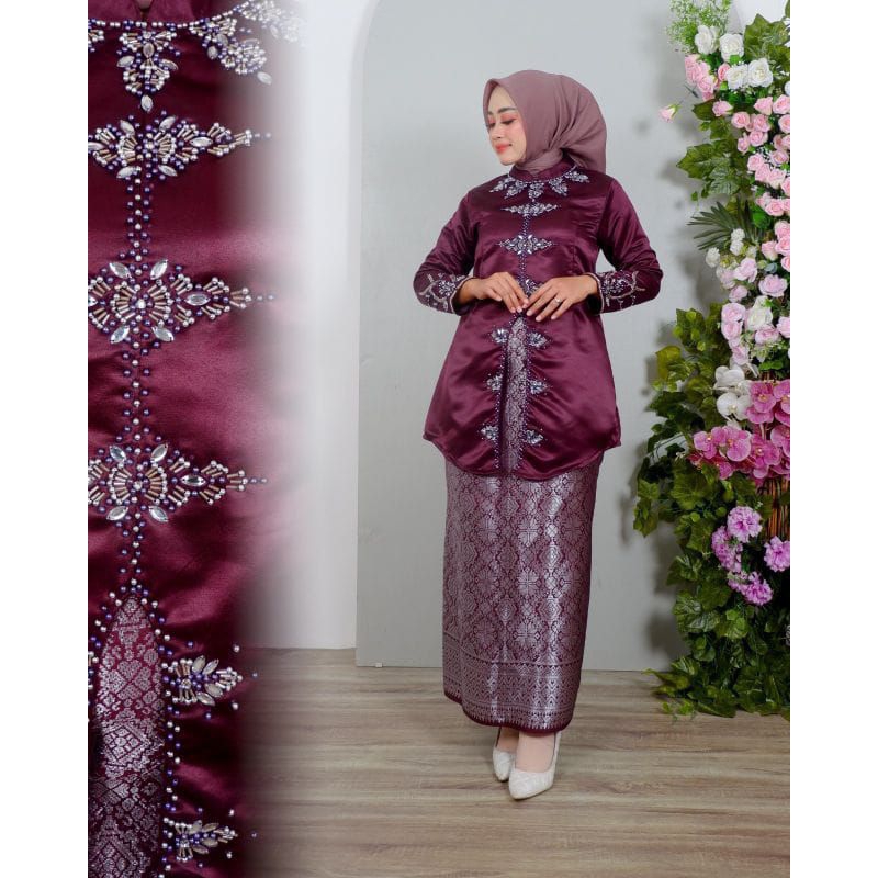 Set Baju Kurung Melayu Belah Payet Cataleya / Baju Kurung Malaysia / Baju Kurung Payet / Tunik Melay
